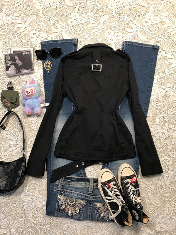 black zipper motorcycle jacket