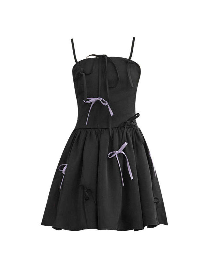 Bows Strap Suspender Dark Coquette Dress