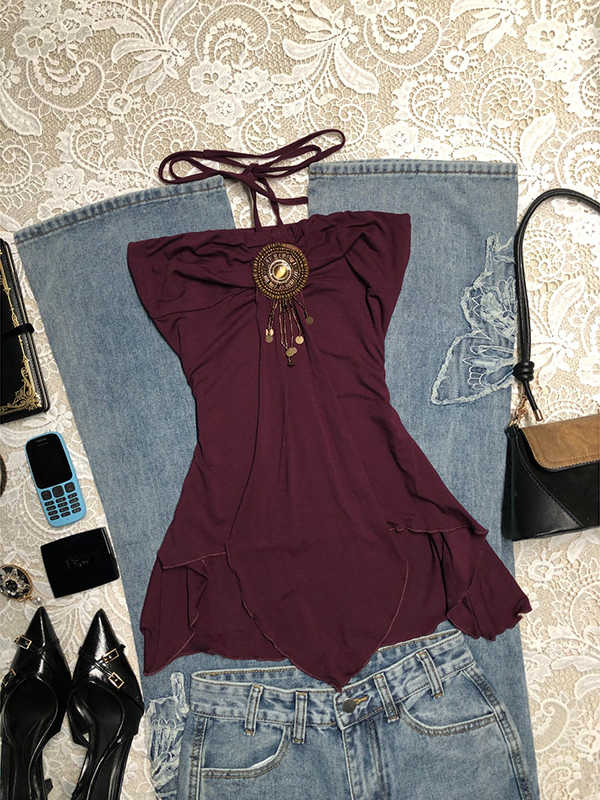 Retro Halter Neck Tube Top