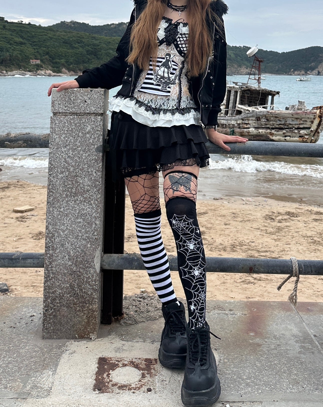 Grunge Patch Punk Lace Tank Top