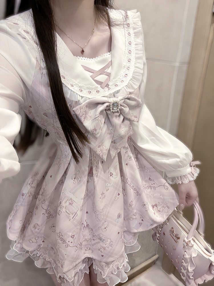 Retro Pink Two-piece Shirt Dress