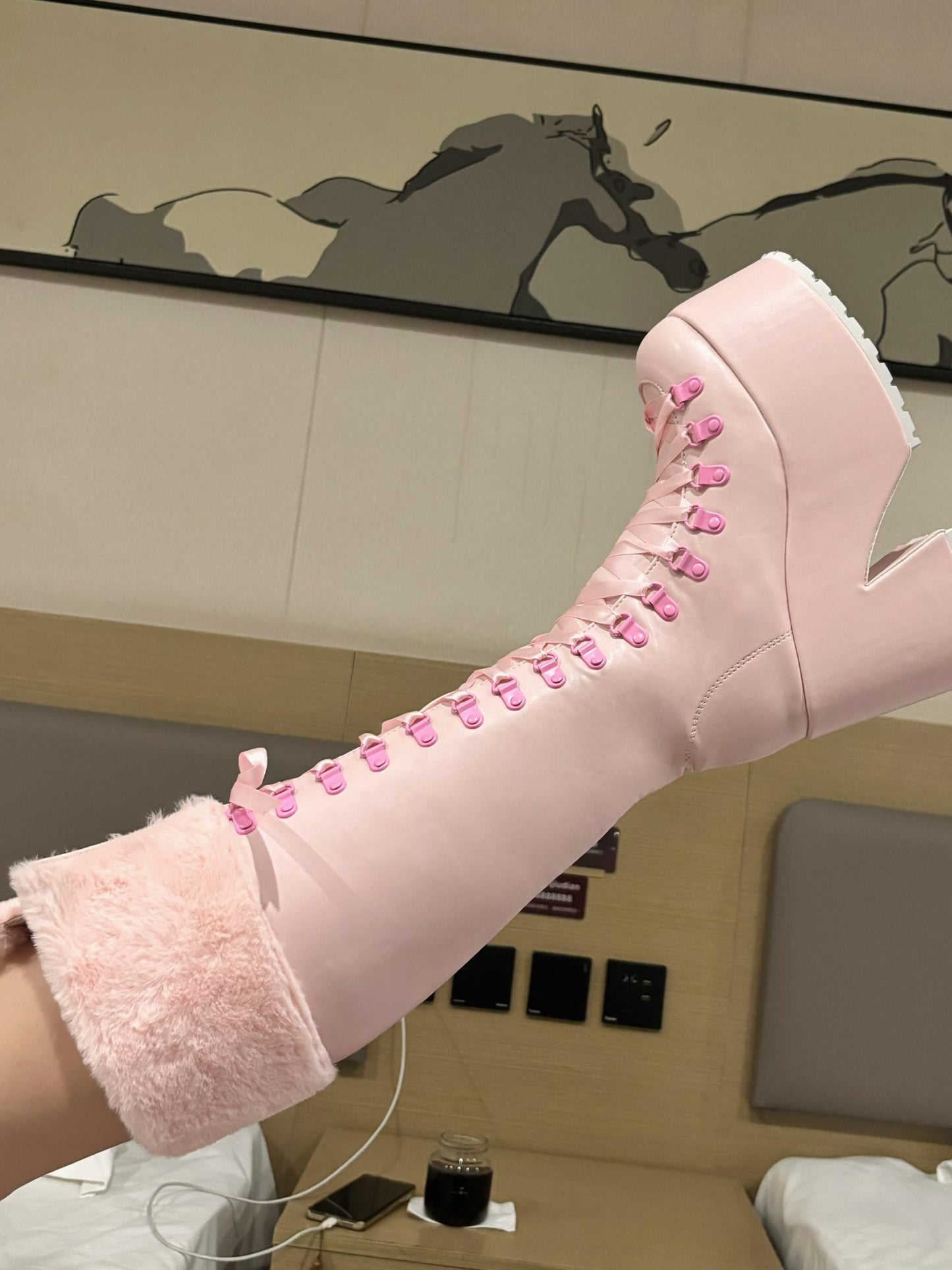 fur trim winter coquette boots