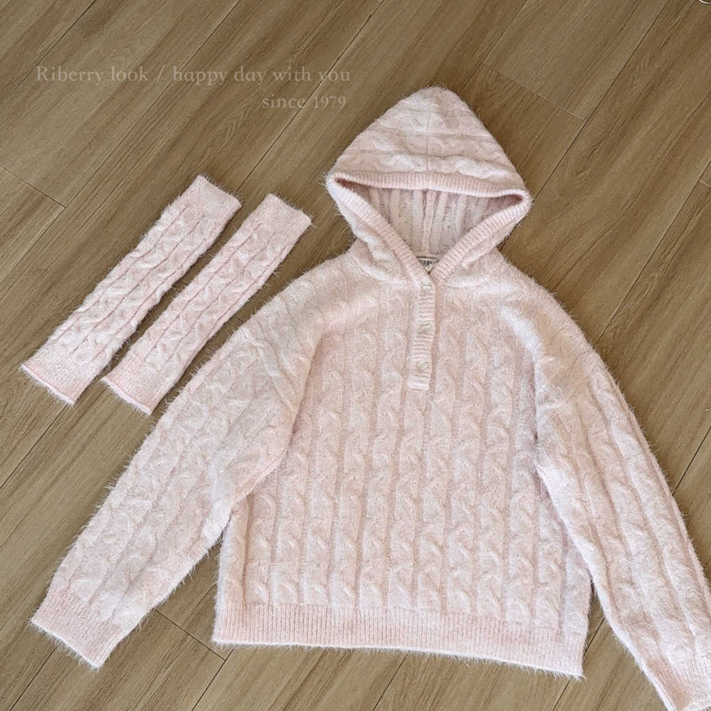 Plush Pink Hooded Sweater