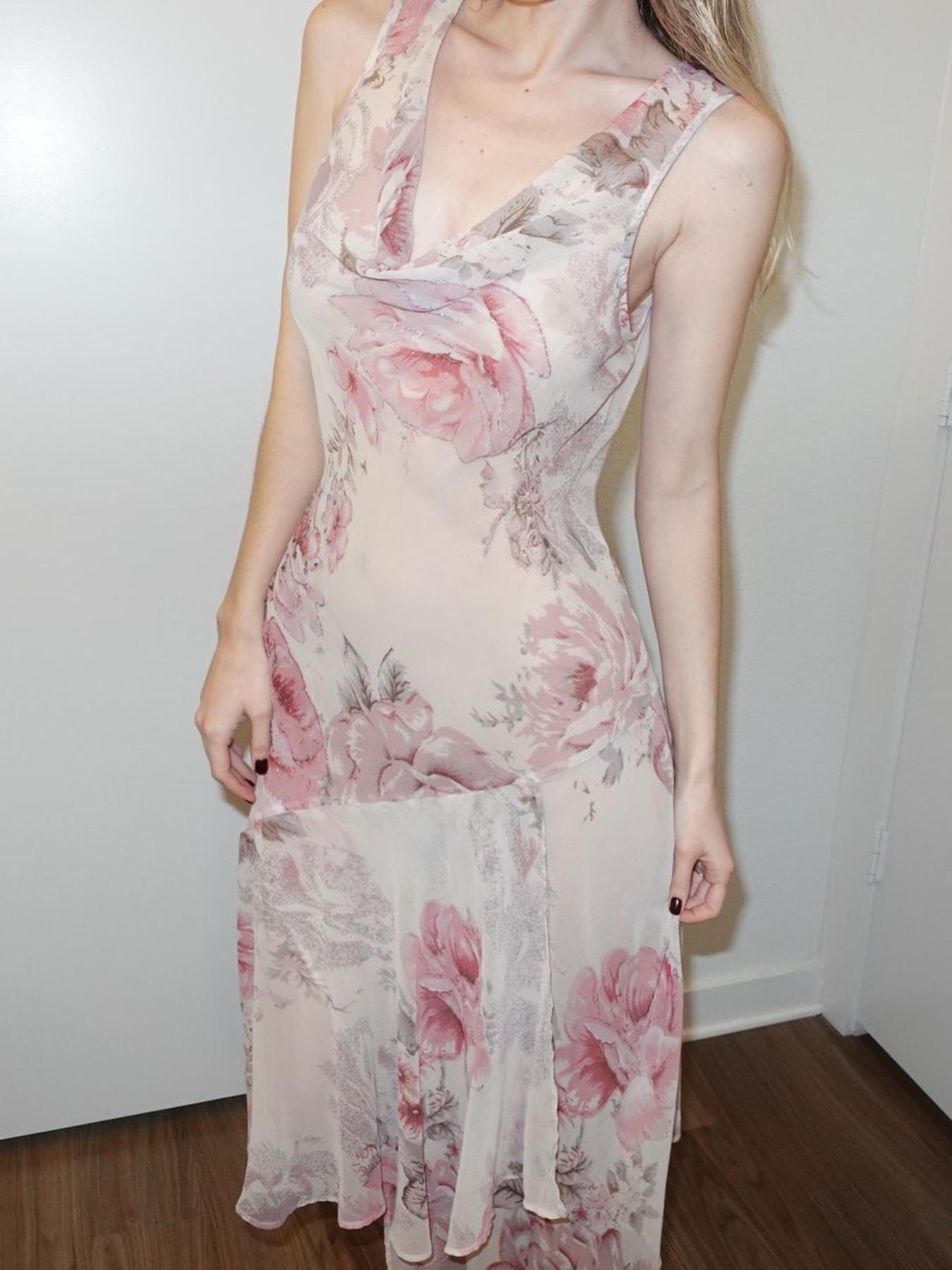 Mesh Swung Collar Dress