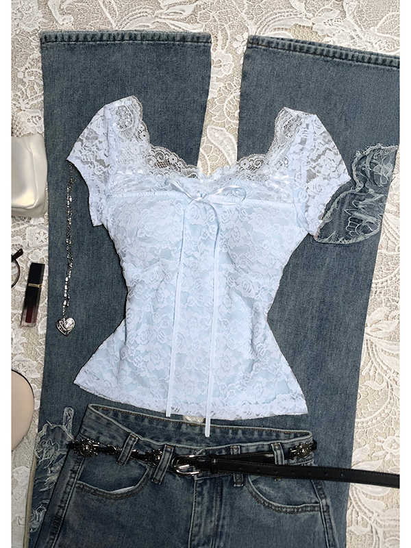 Lace Bow Retro Shirt