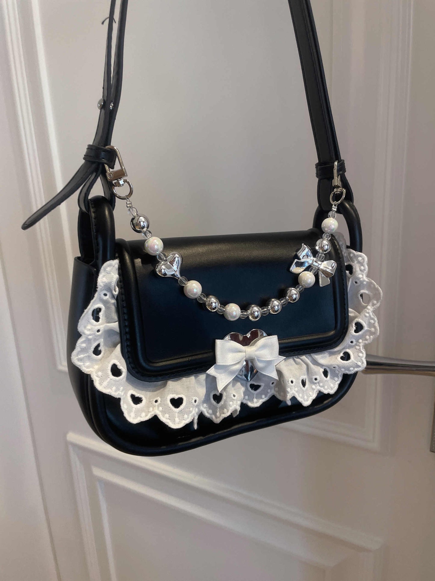 Dark Coquette Lace Bow Armpit Bag