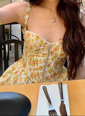 Tea Break Yellow Floral Dress