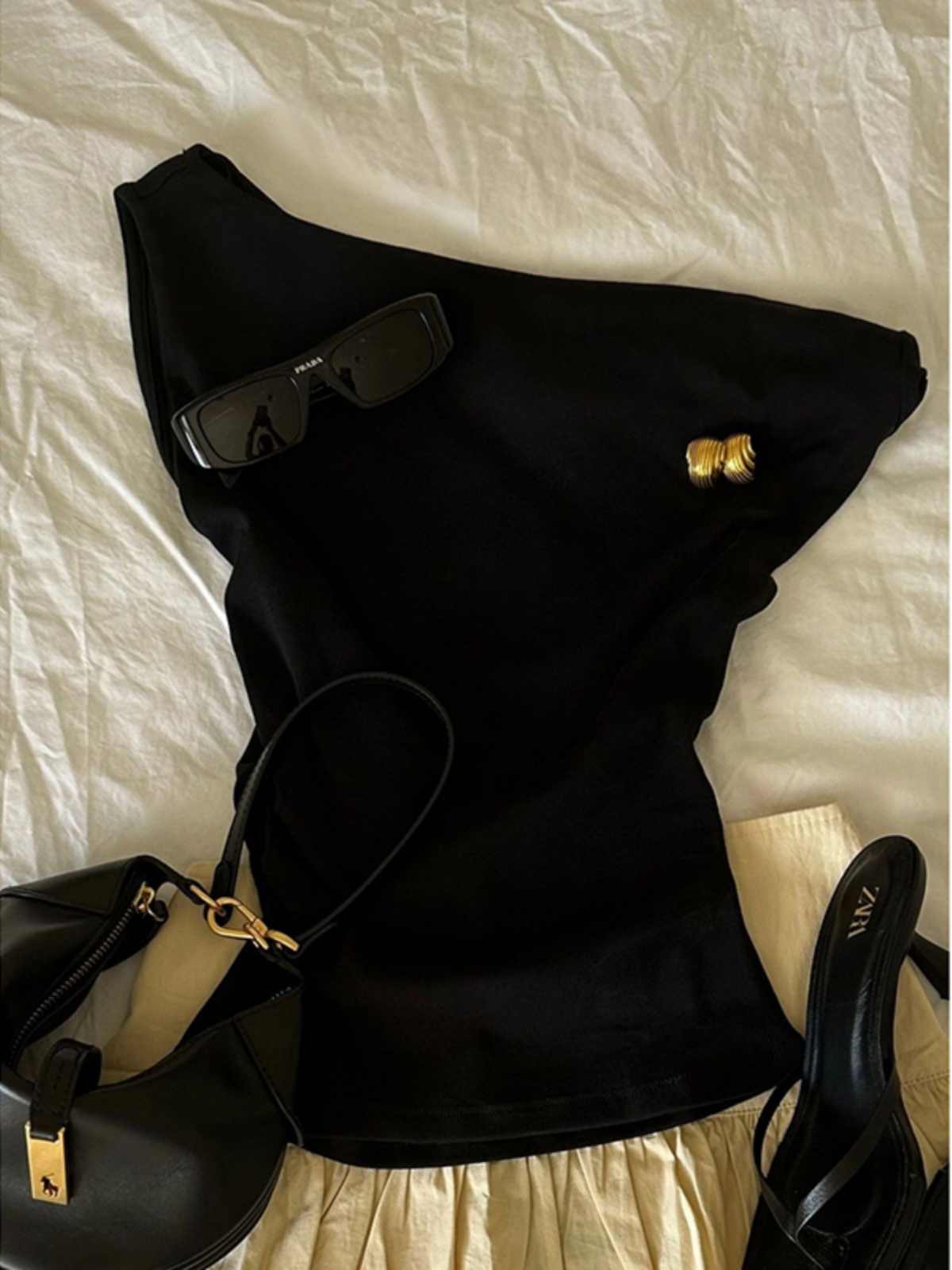 Black Irregular Camisole