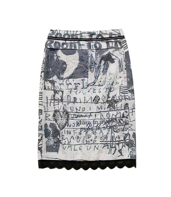 Art ho Graffiti Printed A-line Y2K Skirt