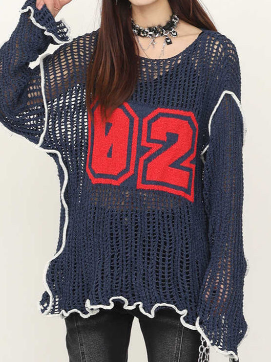 Acubi Hollow Knitted Long-sleeved Top