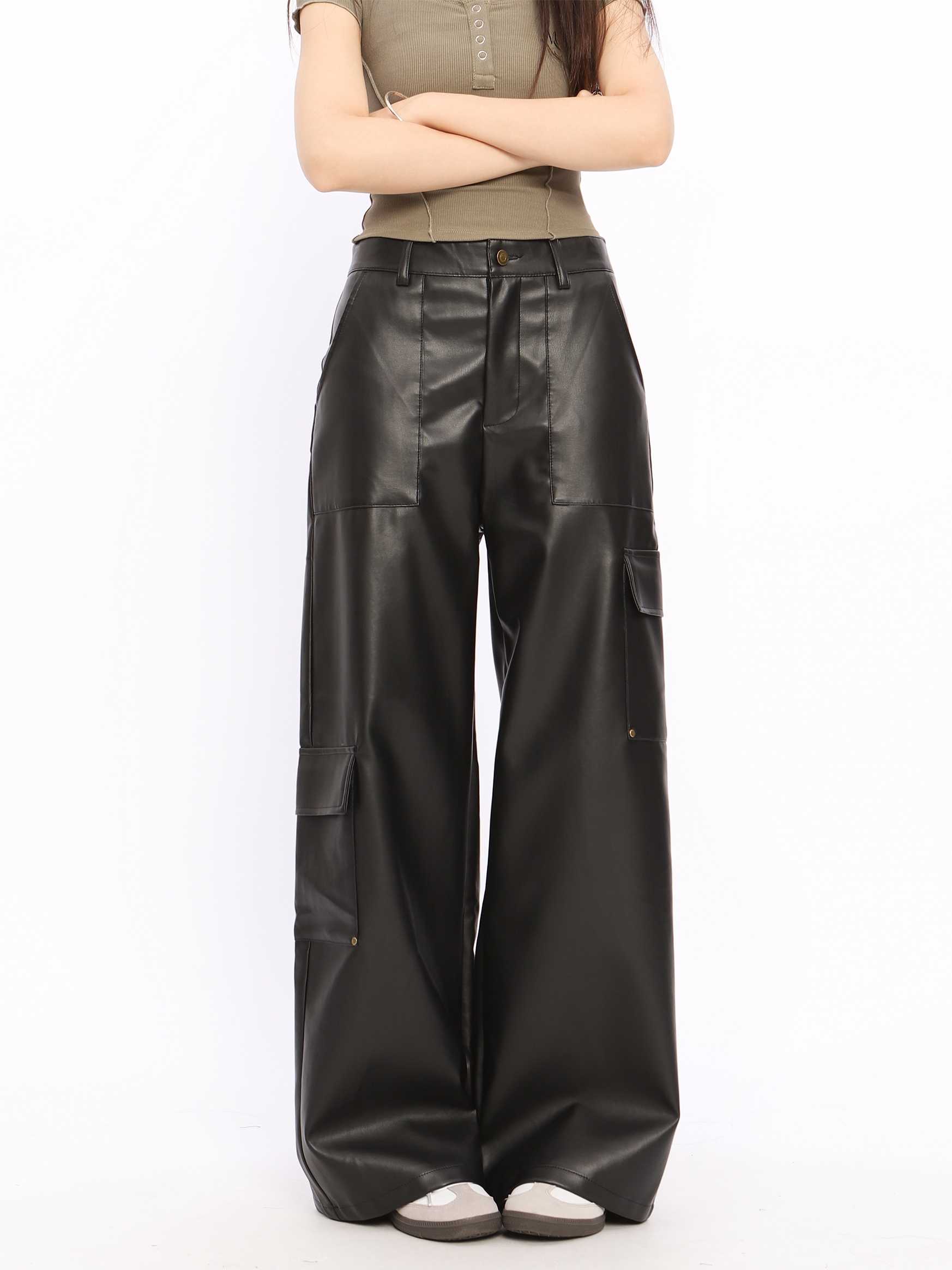 Grunge Black Leather Pants