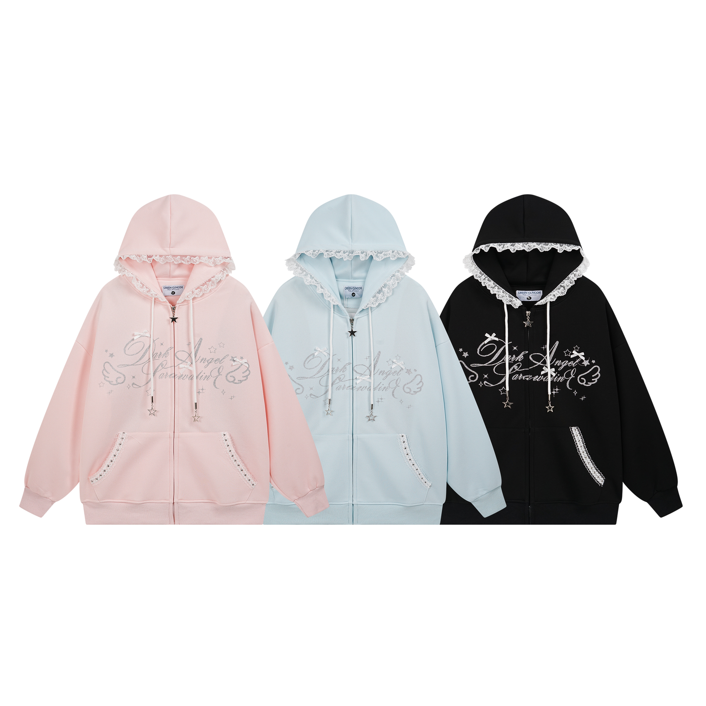 coquette lace bow hoodie jacket