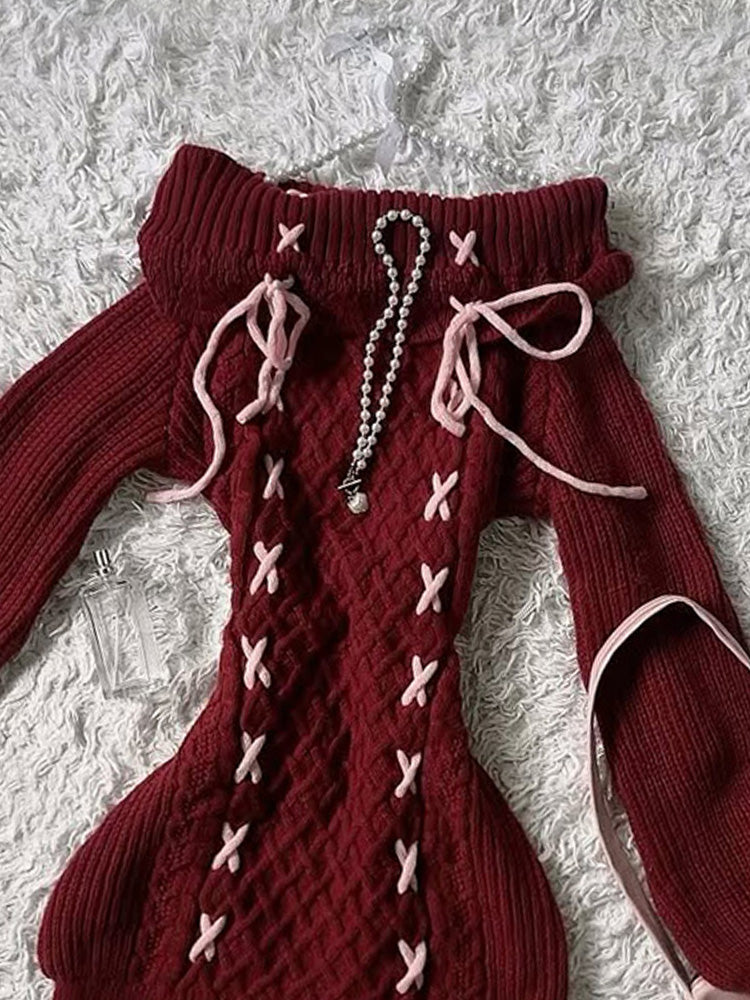 retro straps red sweater