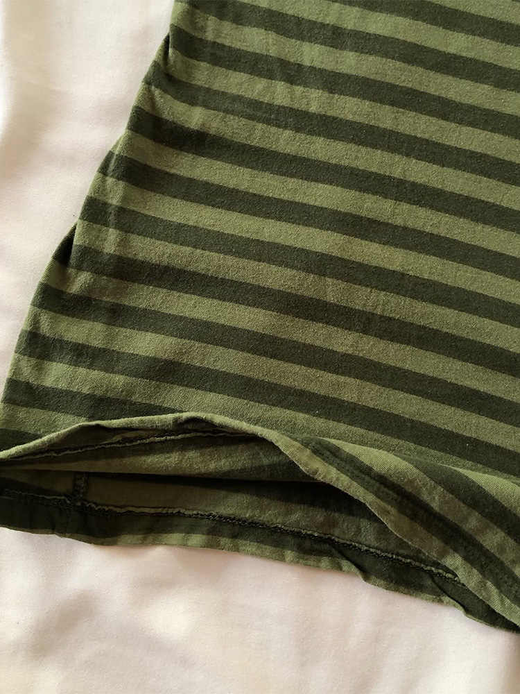 Y2K Grunge Green Striped T-shirt