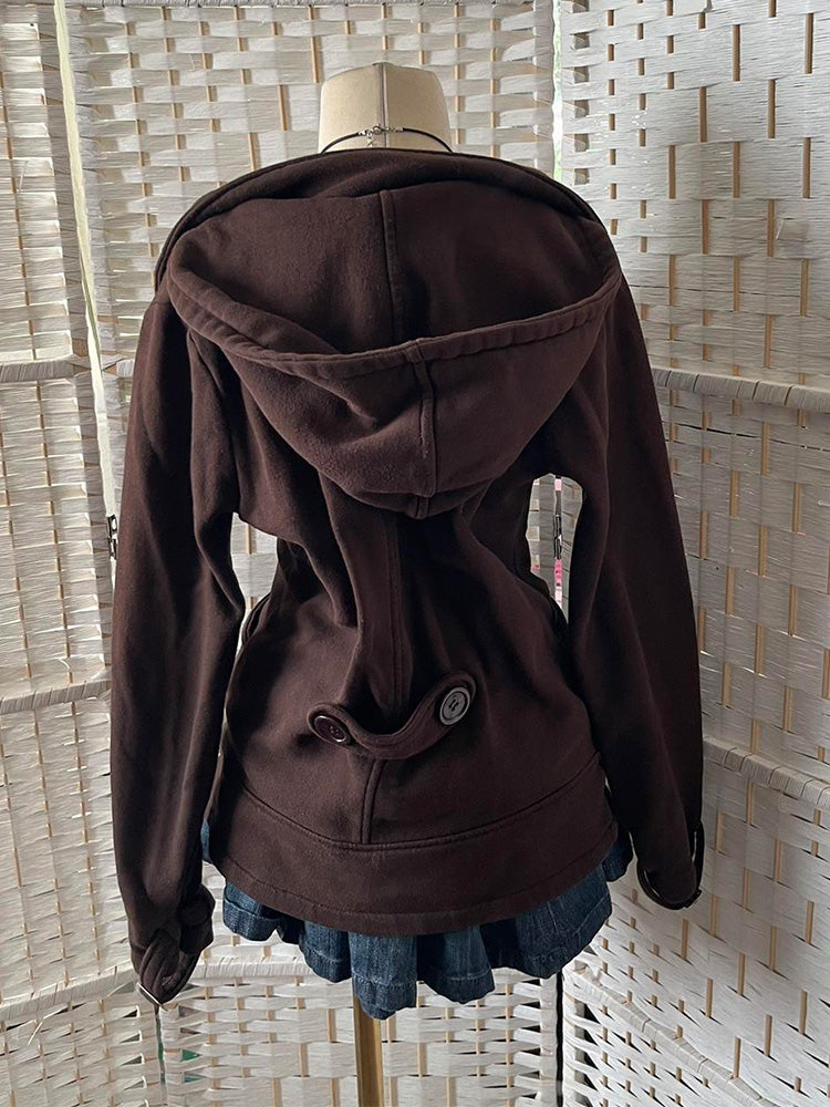 retro brown double-breasted short coat