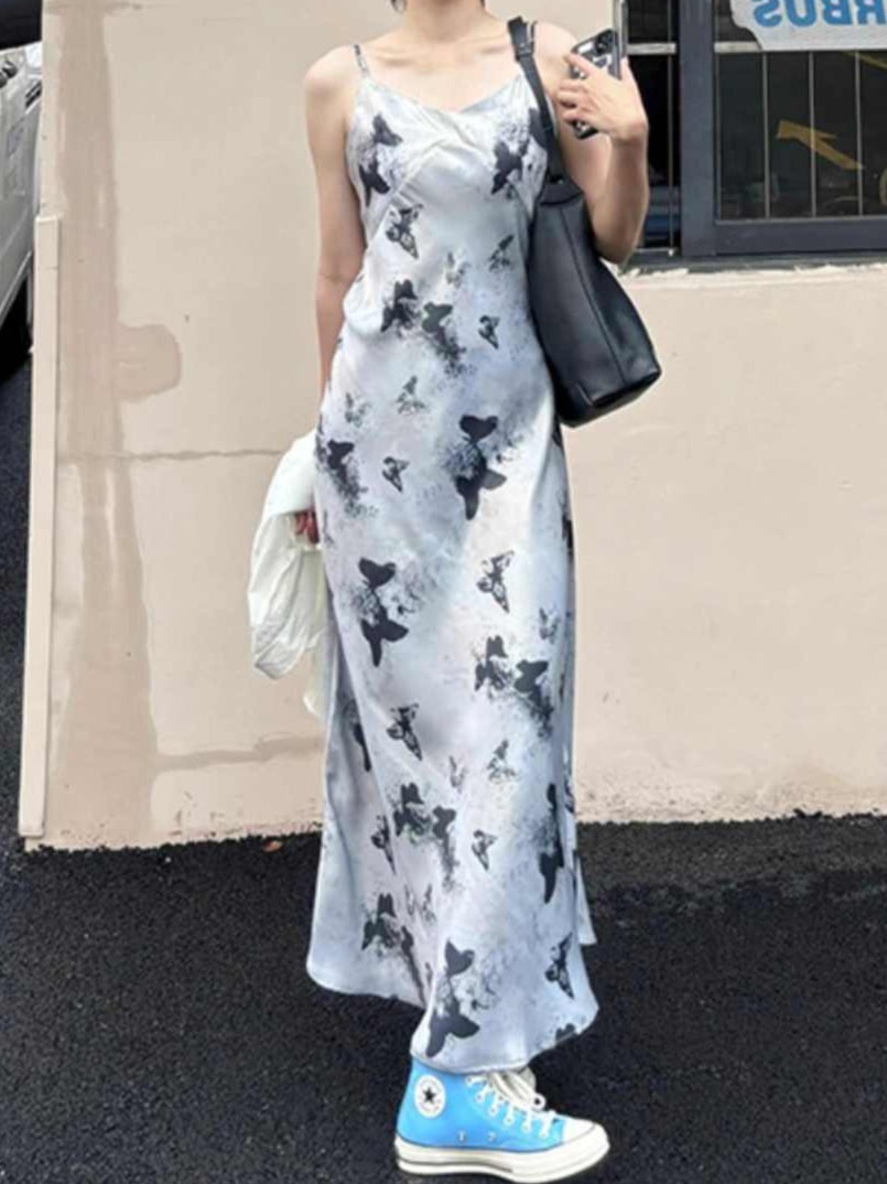 Butterfly Satin Suspender Dress