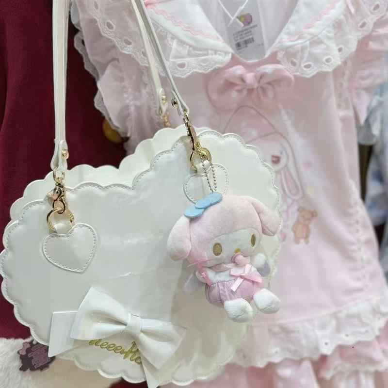 Heart Shape Bow Leather Crossbody Bag