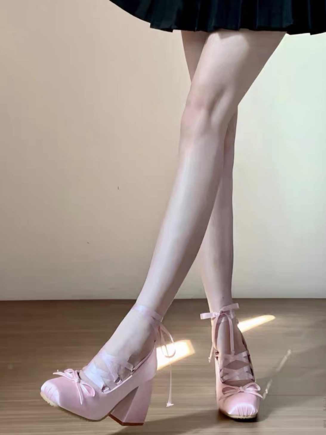 Ballet Bow Round Toe High Heels