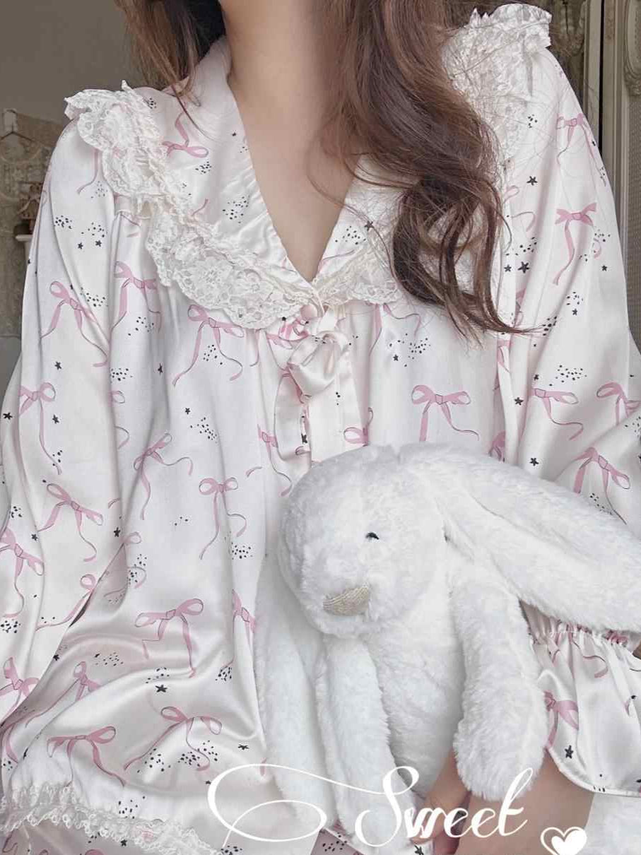 Coquette Bows Silky Pajamas Set