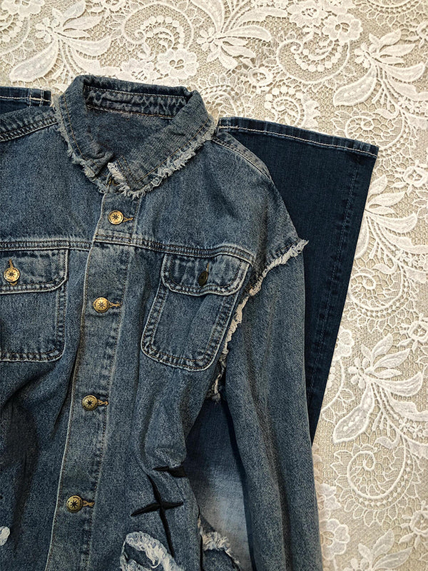 Blue Distressed Denim Jacket