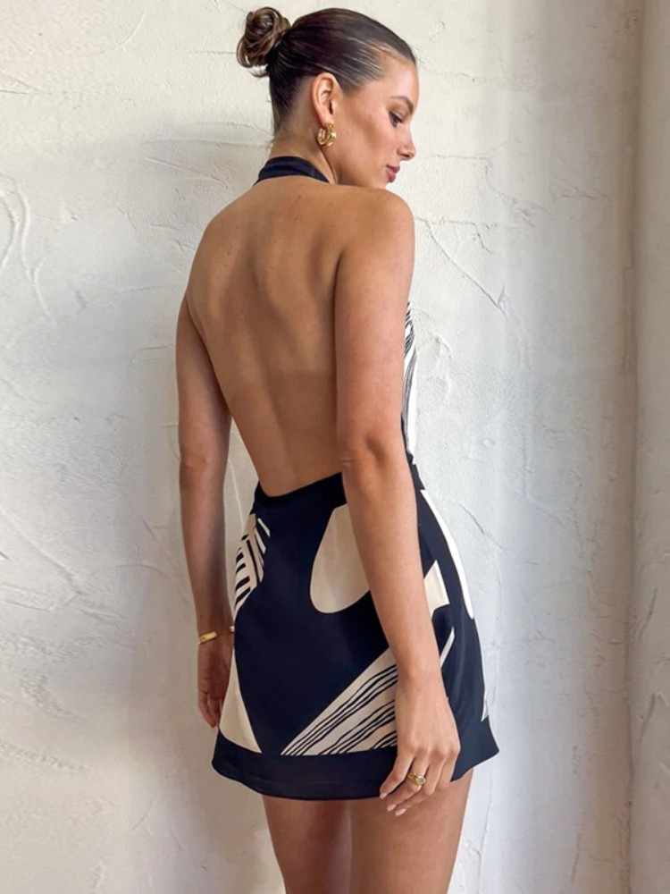 Backless V-neck Halter Dress