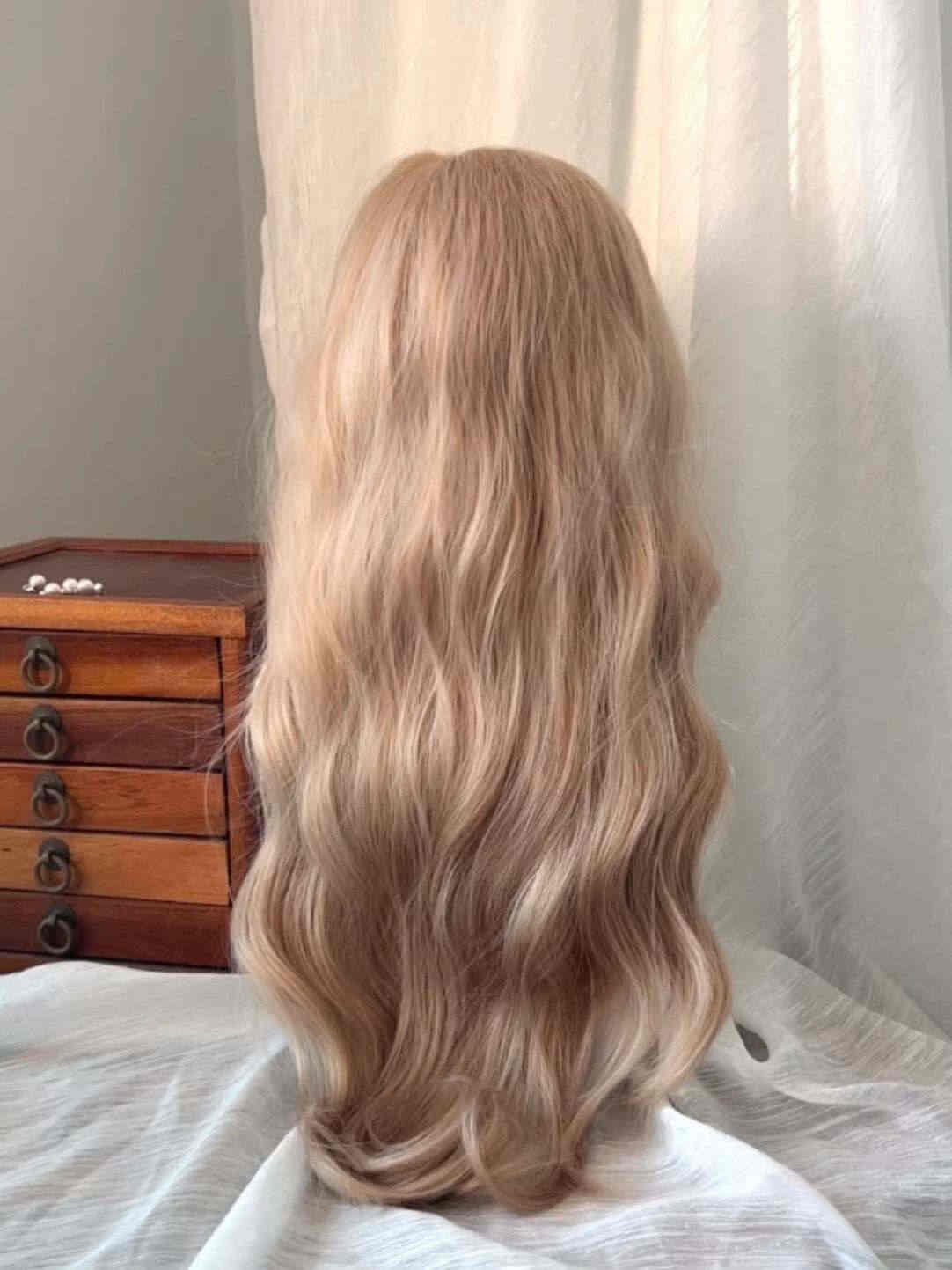 Milky Golden Long Curly Wig