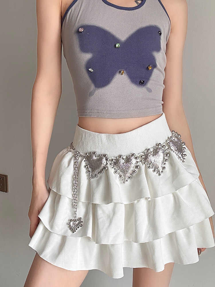 Hearts Metal Chain Skirt Belt