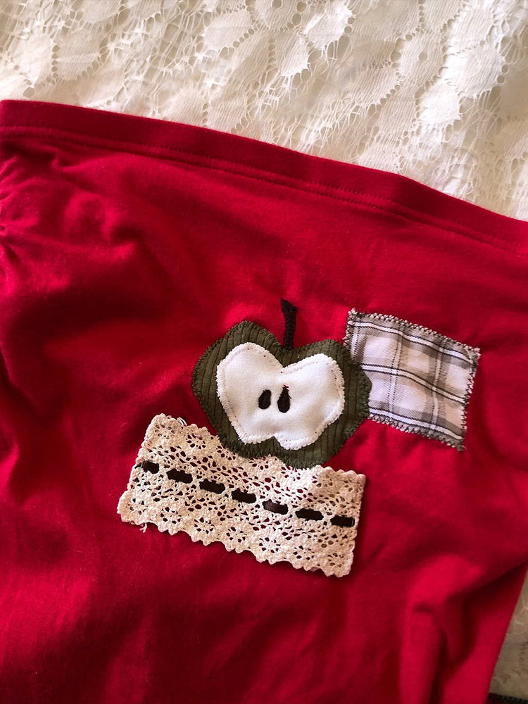 retro red apple crop top