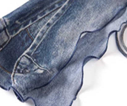 Imitation Denim Printed Straps Long-sleeved Shirt