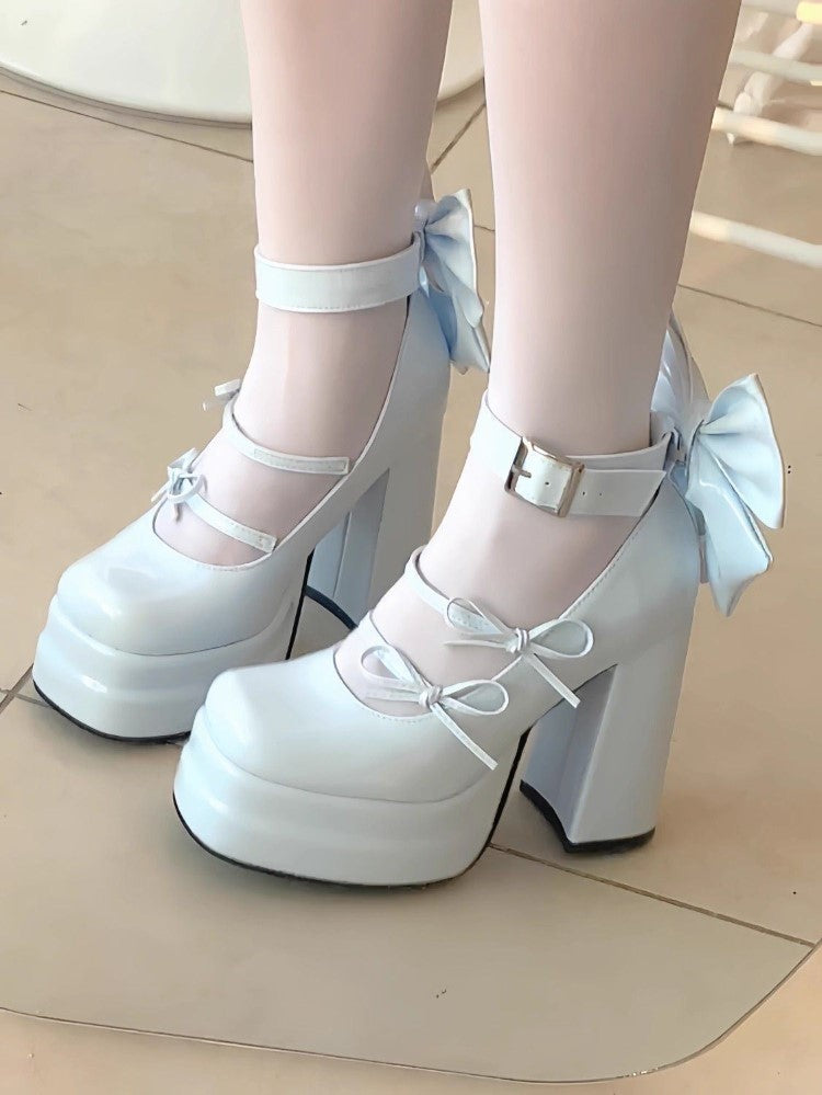 Bow-tie High-heeled Platform Shoes