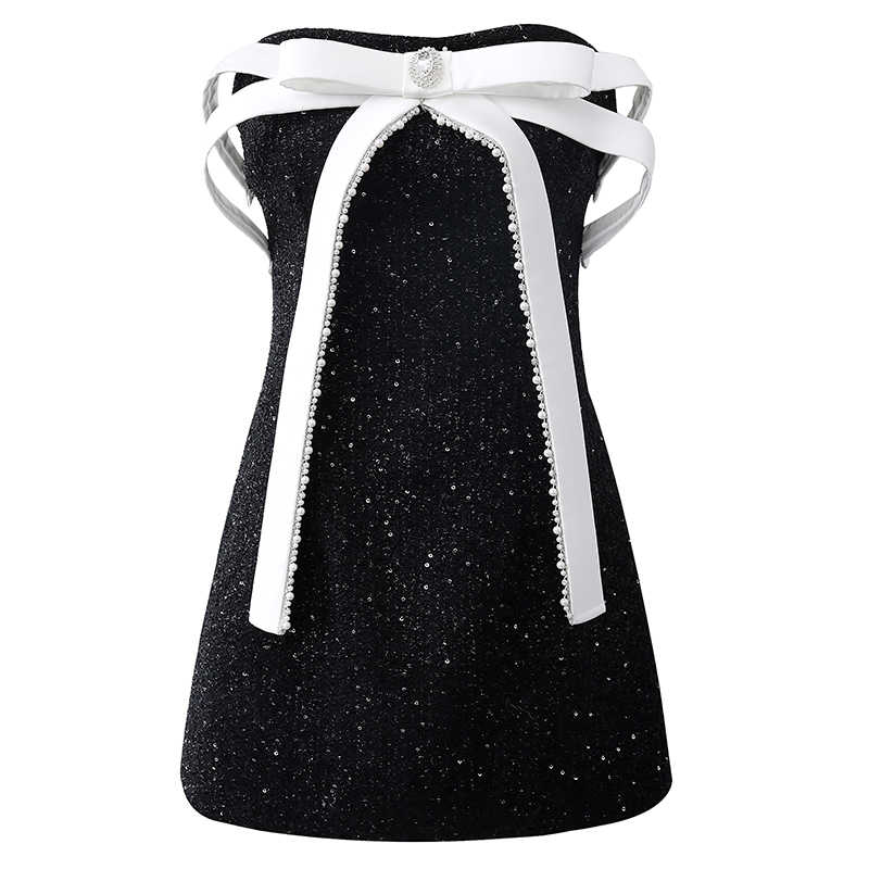Bow Banquet Evening Dark Coquette Dress