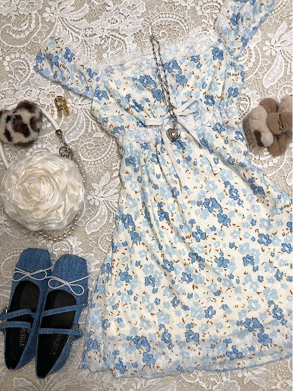 blue floral dress