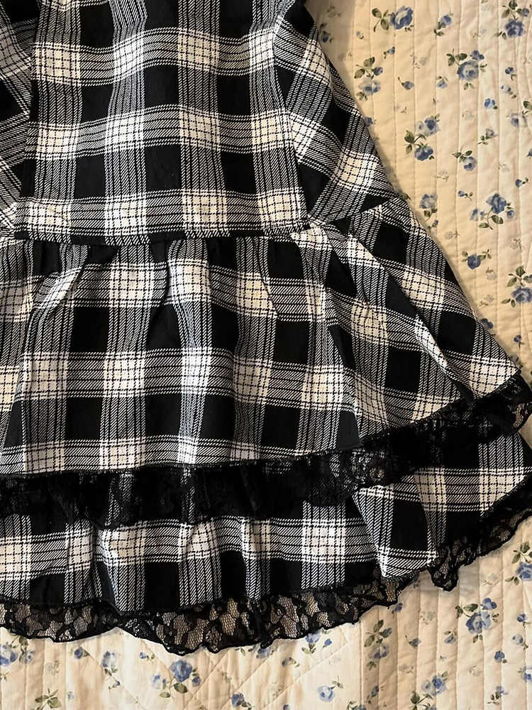 Retro Black Plaid Dress