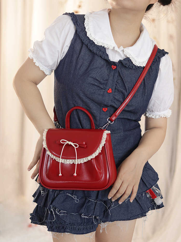 Red Bow Leather Backpack