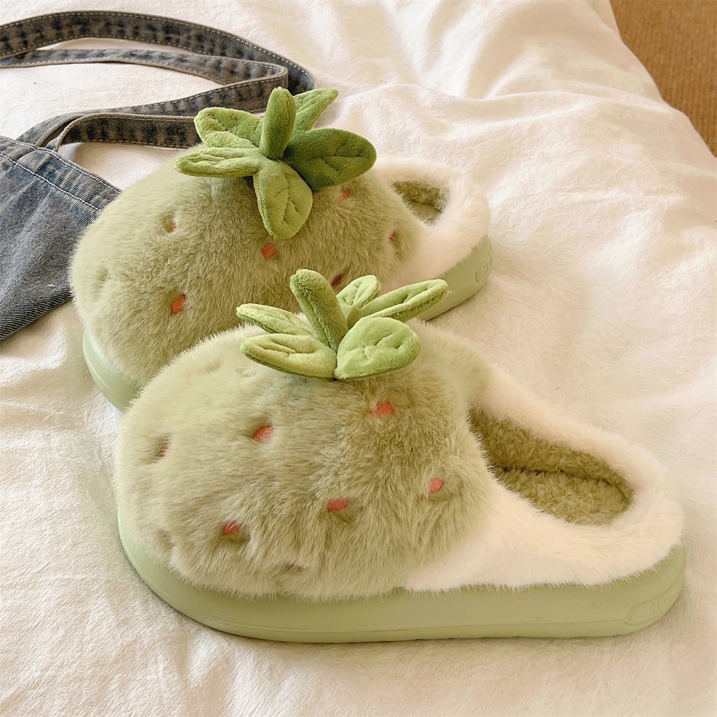 strawberry Cotton plush slippers