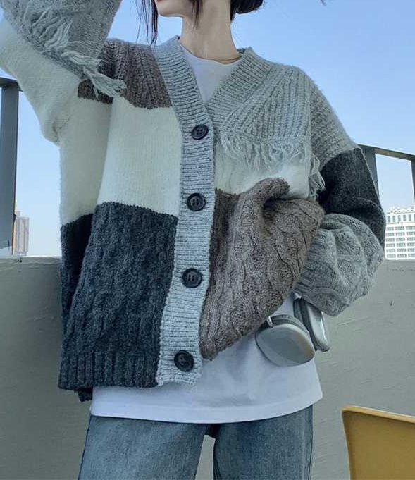 Acubi Retro Tassel Knitted Cardigan