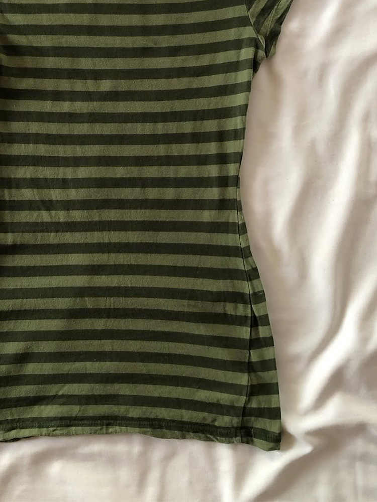 Y2K Grunge Green Striped T-shirt