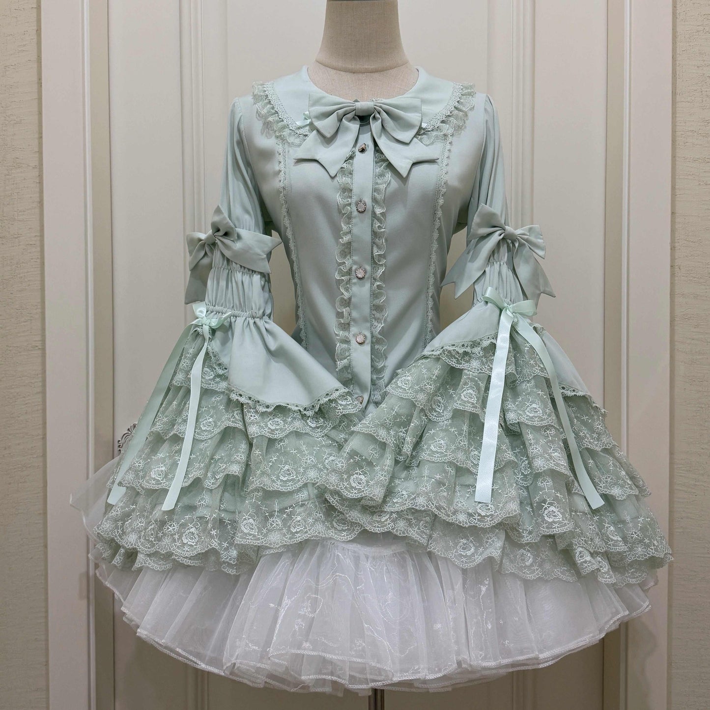 Ruffled Lace Bow Coquette Shirt