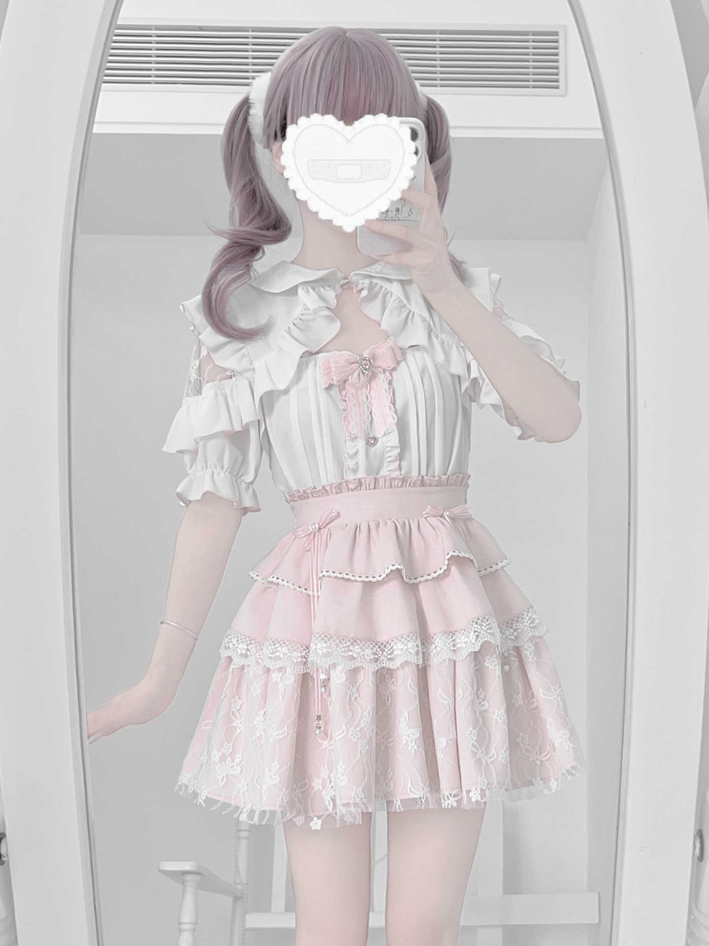 Sweet Lace Shirt Two-piece Set