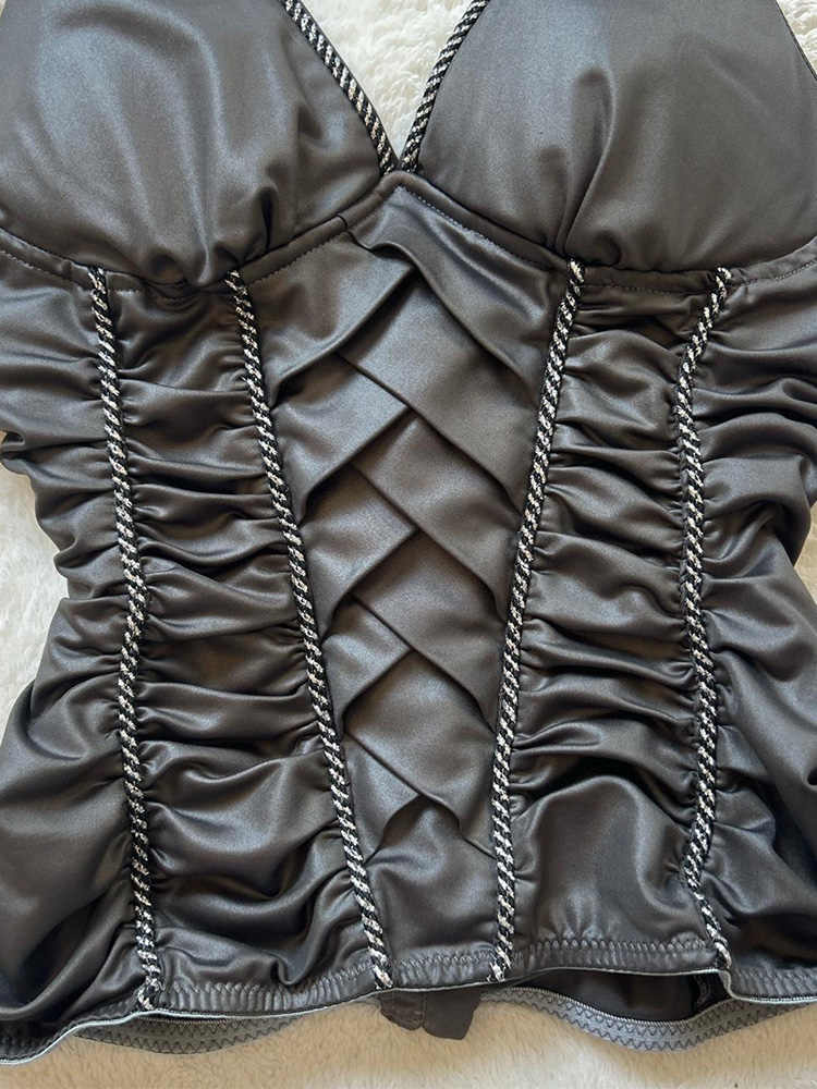 Black Pleated Halter Top