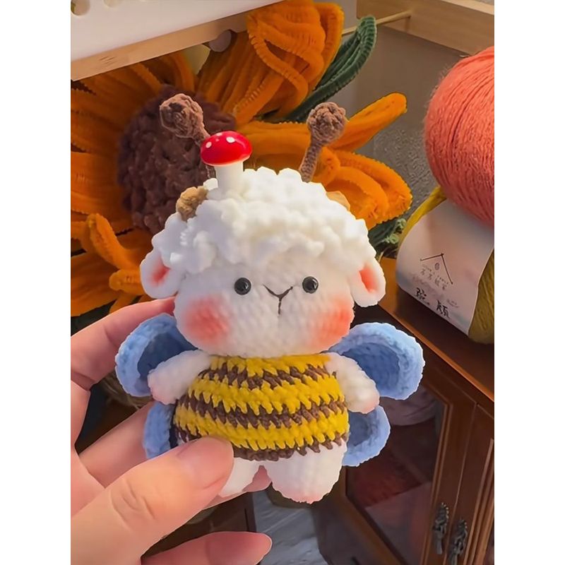 diy wool cute bee lamb doll
