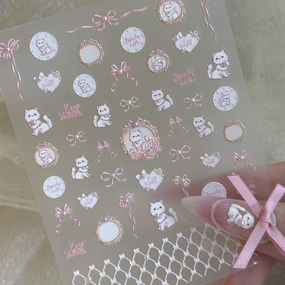 cute kitten kawaii nails stickers