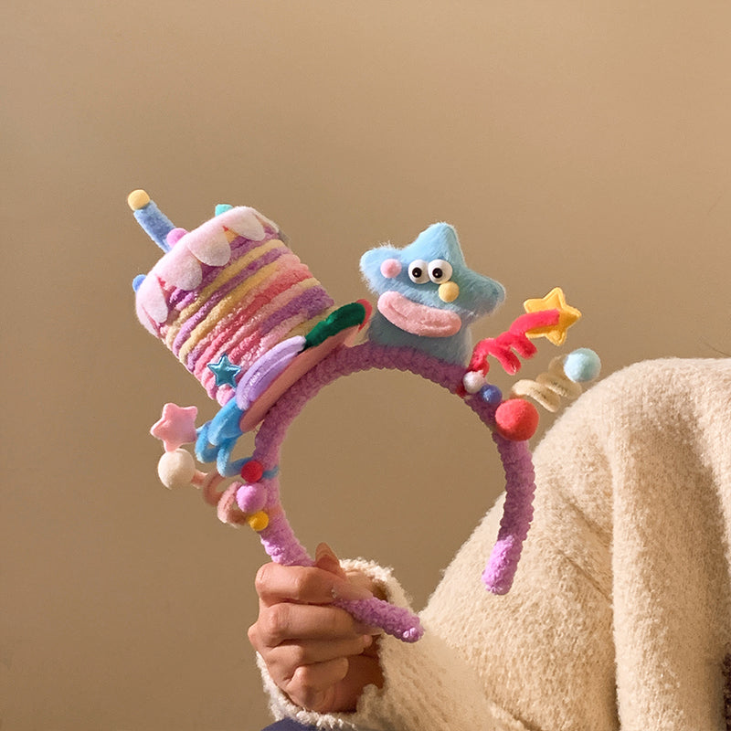 Cute Pink Birthday Cake Plush Headband