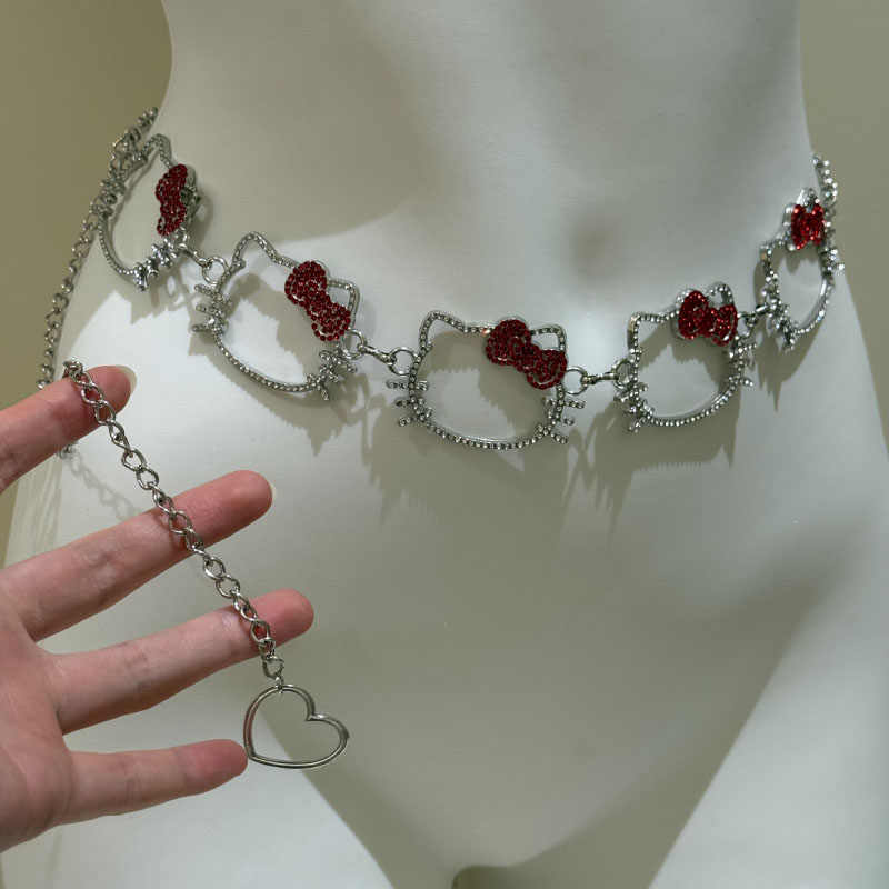 Y2K Pink Kitty Waist Chain