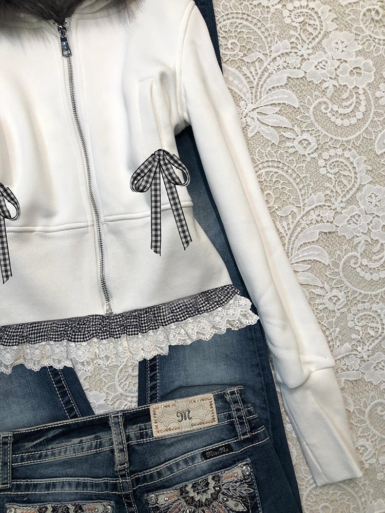 white hooded retro jacket