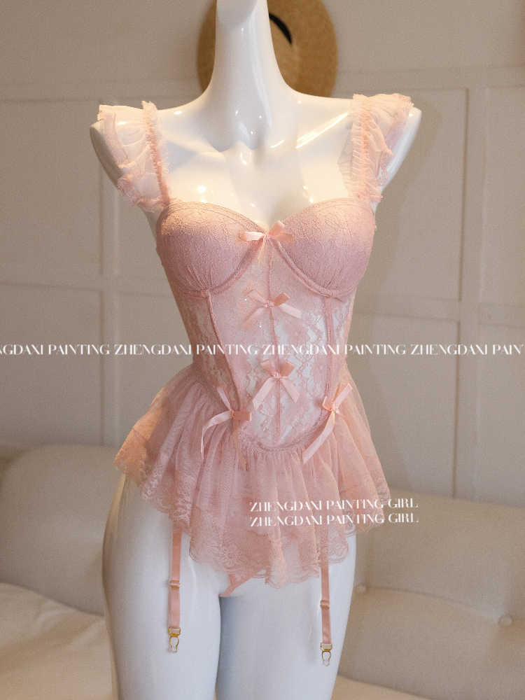 Lace Mesh Fishbone Bra Top