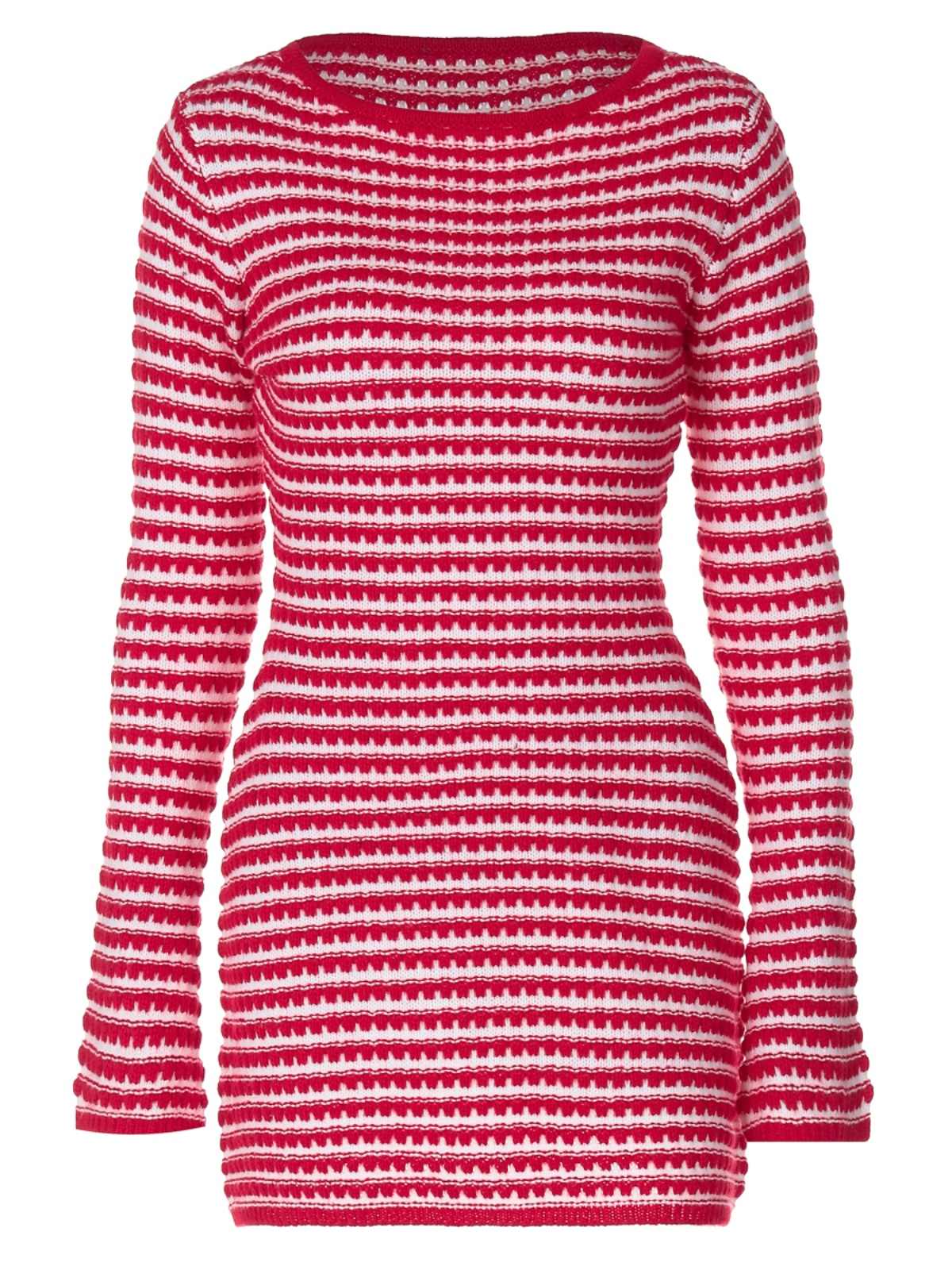 Round Neck Striped Sweater Dress