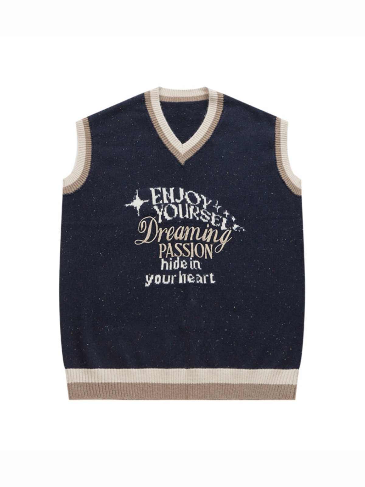 Preppy Retro Letters Knit Vest