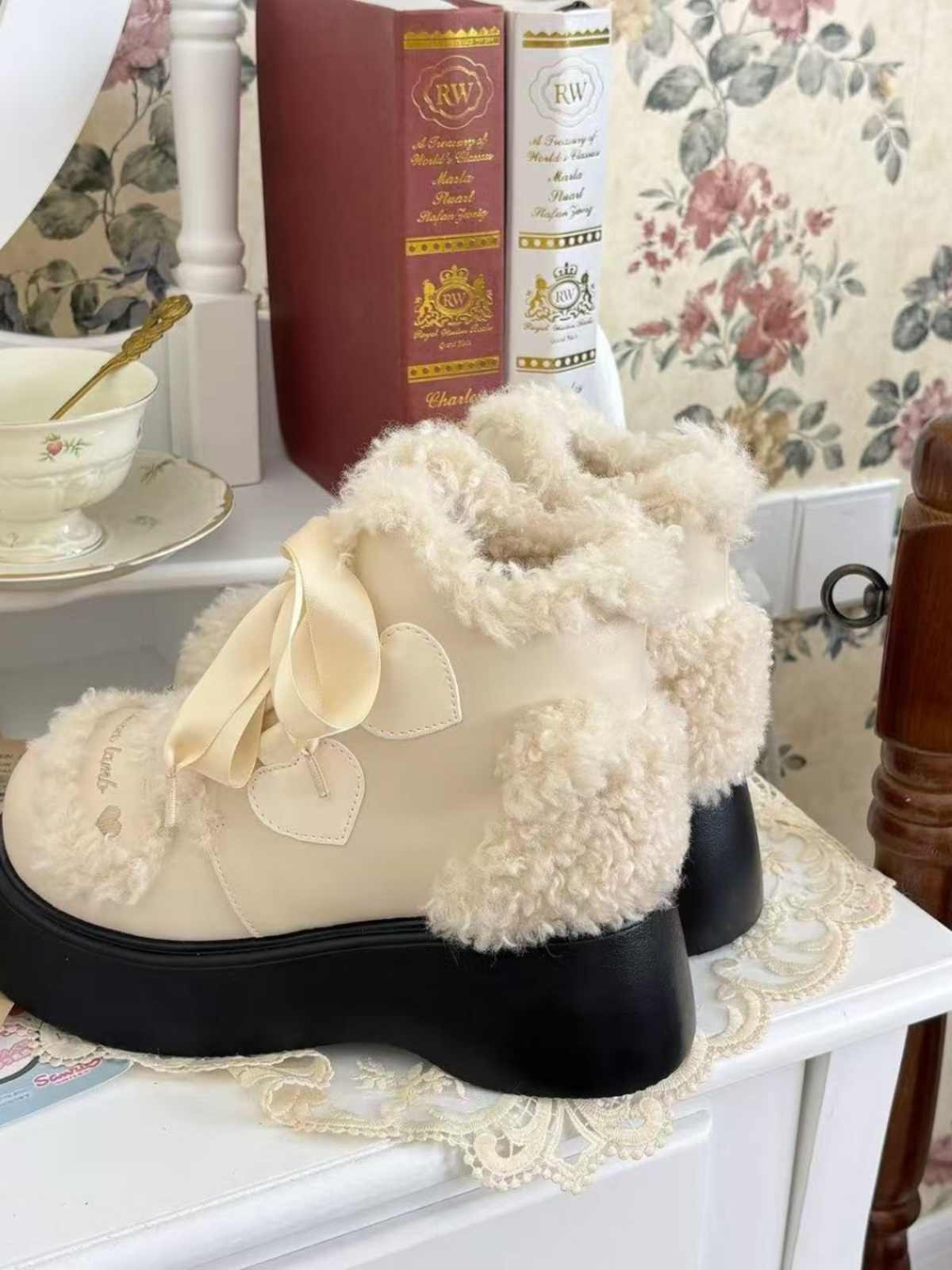 Lamb Lolita Fur Martin Boots