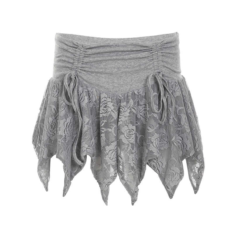 Ballet Lace Stitching Pleated Strap Skirt